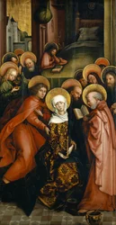 A Szűz halála, Az Afra-oltár festett szárnya, 1490
