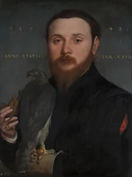 Egy nemesember portréja sólyommal, 1542