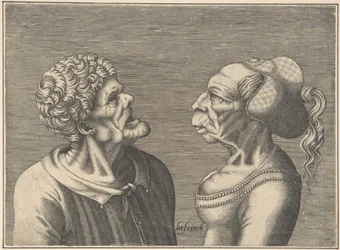Két groteszk fej, 1538-73.