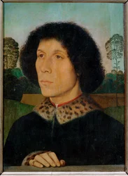 Férfi portré tájképpel (lihegve)