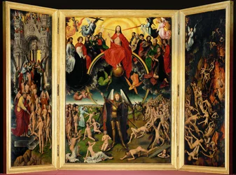 Triptichon az Utolsó ítéletet ábrázolja. Középső panel (triptichon panelon)