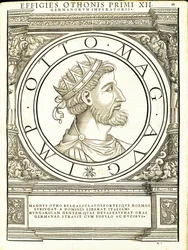 Otho I Magnus, illusztráció a „Minden Kelet és Nyugat római császárai” című könyvből, Rudolph Wyssenbach fametszete, nyomta Andreas Gesner, Zuric