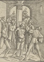 Krisztus megkorbácsolt, Jézus Krisztus tanítása, élete és szenvedése, 1537-ből.