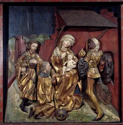 Hans Schuechlin (1440-1505) a Mágusok imádata, polikróm aranyfán