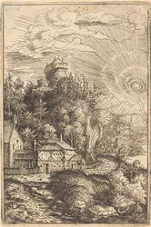 Táj kastéllyal és sugárzó nappal, 1553.