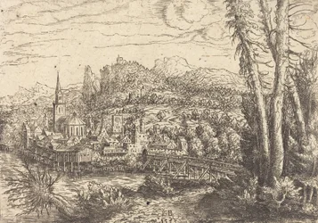 Kilátás a városra a folyó mellett, 1553.