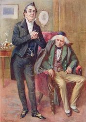 Pecksniff úr és az öreg Martin Chuzzlewit, illusztráció a Dickens karaktervázlataihoz, B.W. Matz