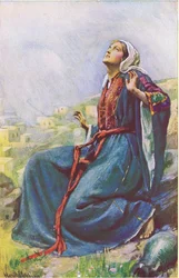 Az Angyali üdvözlet, illusztráció a „Harold Copping Pictures: The Crown Series” című filmből, 1920-as évek (színes litó)
