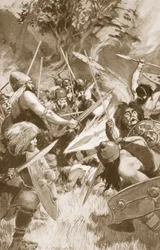 Lugh varázslándzsája, illusztráció Charles Squire „Celtic Myth and Legend” című művéből, 1905