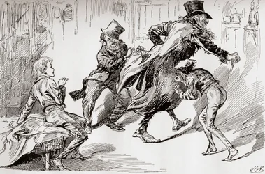 A tolvajok konyhája. Olivernek bemutatják a How It Is Done-t, az 1910-ben megjelent The Testimonial Edition-ból Charles Dickens, az „Oliver Twist” illusztrációja.