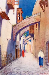 A Via Dolorosa, Jeruzsálem, Palesztina, 1910 körül, Richard Penlake A Book of Modern Palestine c. könyvéből, 1910 körül.
