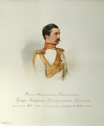 Heinrich Cyprianovic von Kreutz gróf portréja a császári lóőrök albumából, 1846-1849