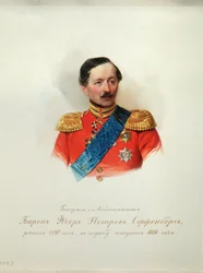 Báró Fjodor Petrovich von Offenberg tábornok portréja 1789-1857 A császári lóőrök albumából, 1846-1849