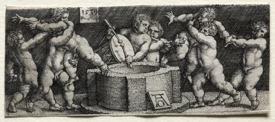 Nyolc meztelen gyermek egy kútnál, 1539.