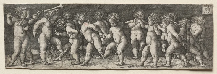 Tizenöt táncoló meztelen gyermek, 1535