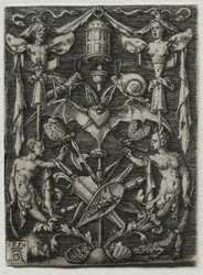 Díszkép denevérrel a közepén, 1550.