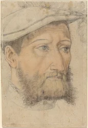 Szakállas férfi portréja svájcisapkóval, c. 1540.