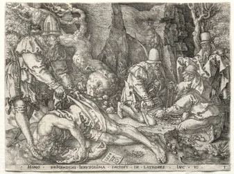 Példabeszéd az irgalmas szamaritánusról: A rablók megtámadják az utazókat, 1554.