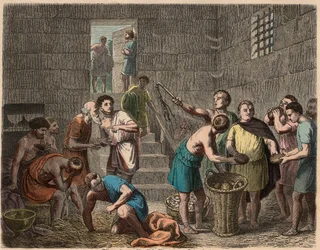 Az ókori Róma: ételosztás a rabszolgáknak este, 1866
