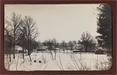Első világháború: Ukrajna 1914-1916 között a német hadsereg inváziója idején. Táj hóval (f/w fotó)