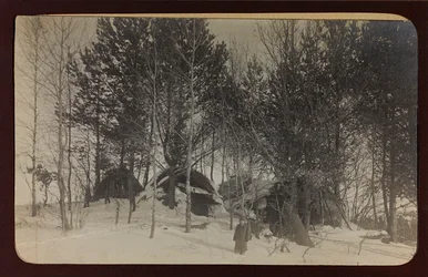 Első világháború: Ukrajna 1914-1916 között a német hadsereg inváziója idején. Táj hóval (f/w fotó)