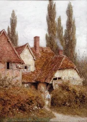 Egy régi farm Didcotban, 1918 körül (akvarell és testfesték papíron)