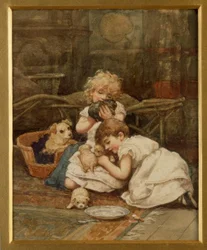 H.Allingham, Az új háziállatok / Aquarell