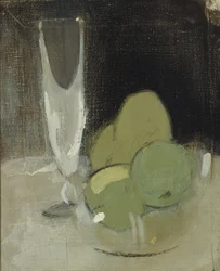Zöld alma és pezsgőspohár, 1934.