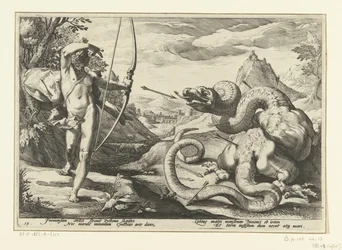 Apollón megöli a gigászi Python kígyót. Ovidius Átváltozások című műve (sorozatcím)