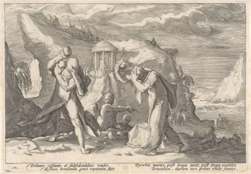 Deucalion és Pyrrha új emberi fajt hoznak létre Ovidius metamorfózisai (sorozat címe)