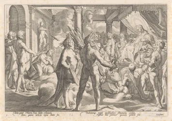 Phaëthon megkérdezi Apollótól, hogy lovagolhat-e a szekerén Ovidius metamorfózisai (sorozat címe)