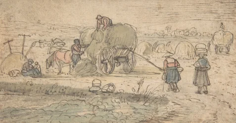 Parasztok szénát rakodva, kb. 1620-as évek.