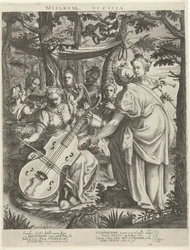 Concert van de muzen op de Parnassus A múzsák irodái (cím a tárgyon)