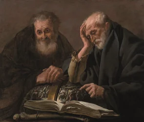 Démokritosz és Hérakleitosz, Kr. e. 1619-20 (olaj, vászon)