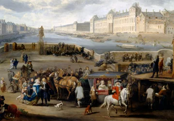 Párizs kilátása a Louvre-ral, a Henri IV hídról