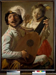 A duó Egy énekes lanton játszik egy táncossal. Hendrick ter Brugghen (vagy Terbrugghen) festménye