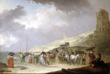 Elegáns társaság a scheveningeni tengerparton, 1787