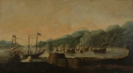 Egy holland osztag Cornelis Simonsz van der Veer parancsnoksága alatt meglepetésszerű támadást hajt végre három portugál galleon ellen a Goa Velha-öbölben, 1639. szeptember 30.