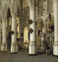 Interieur de la nouvelle eglise de Delft – Nieuwe Kerk belseje, Delft, Vliet, Hendrick Cornelisz. óta (1611-1675). Olaj-fára. Mérete: 41x39 cm. Stockholmi Nemzeti Múzeum