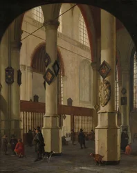 A delfti Oude Kerk látképe