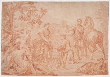 Romulus és Remus (Livius 1, 4). Studie efter Carlo Marattis maleri i Sanssouci, Potsdam (udf. 1692, Niccolo Maria Pallavicini)