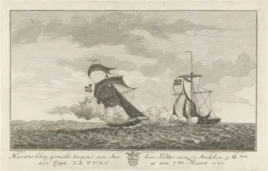 Csata egy erős vágó ellen, 1782 Heves küzdelem egy 18 darabból álló erős Kotter ellen (...) Le Turc kapitánytól 1782. március 7-én (cím a tárgyon)