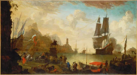 View of an Italian port (festmény, vászon)