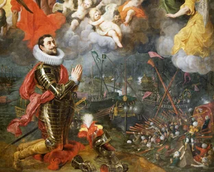 Don Alvaro de Bazan hálát ad a törökök felett aratott 1580-as győzelem után, Hendrick van Balen (1575-1632) festménye