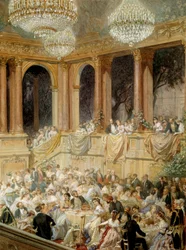 A fogadás III. Napóleon tuilériáit kapja. Henri Baron akvarellje (1816-1885)