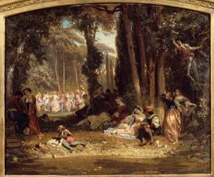 Tavaszi lakoma Toszkánában. Henri Baron (1816-1885) festménye