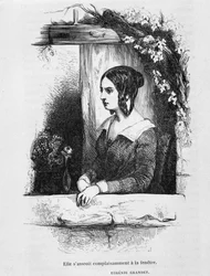 Eugénie Grandet az ablakában – Balzac „” Eugénie Grandet” című művében, ill. Henri Monnier, 1843-as eredeti kiadás