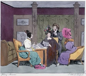 A vécé (otthoni fodrász) a 19. században - Henri Monnier „Régebben és ma” című művében, szerk. Delpech, Párizs