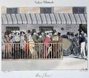 Színházi galéria: sor a bejáratnál - Henri Monnier rajza, Carnavalet