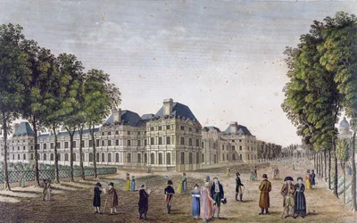 A luxemburgi palota, 1815-20 körül (színes metszet)